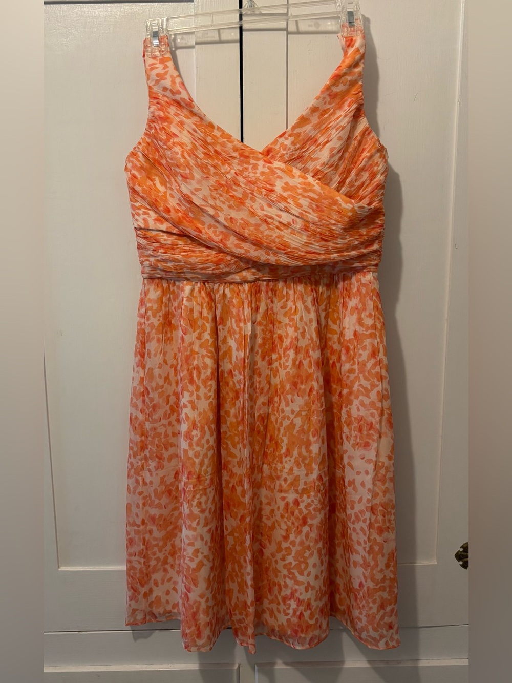 J. Crew Orange and Cream Printed Sleeveless Dress
